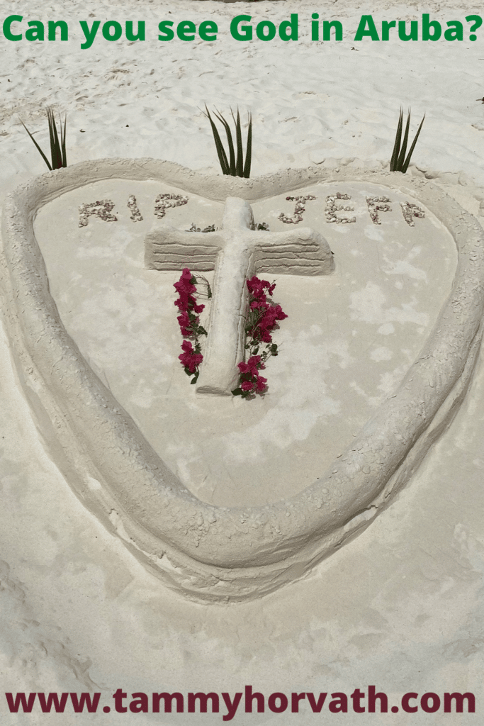 RIP sand memorial in Aruba