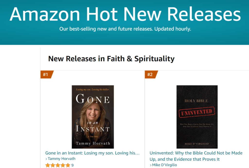 Gone in an Instant is a #1 Amazon Bestseller in Faith & Spirituality picture