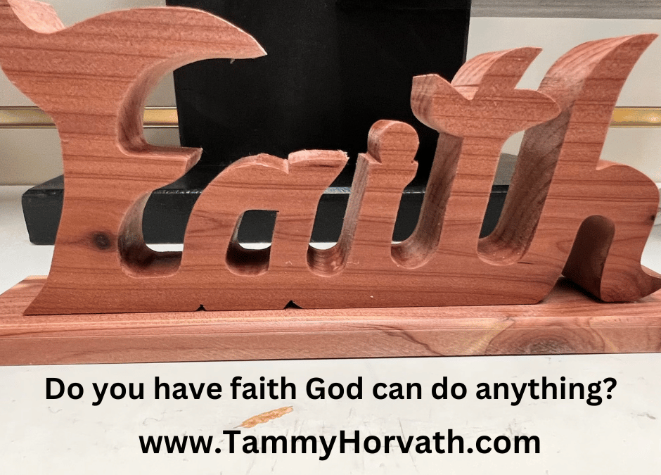 picture of a wooden faith sign in the blog post Do you have faith God can do anything?
