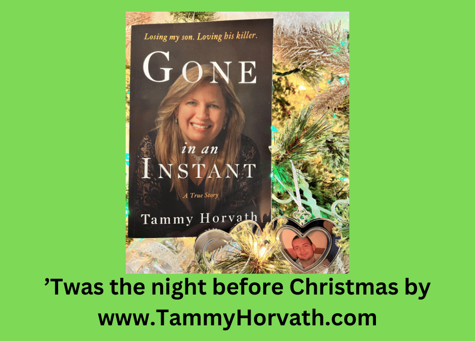 Picture of Tammy Horvath, her book, and her son who is in heaven for the blog post ’Twas the night before Christmas by Tammy Horvath