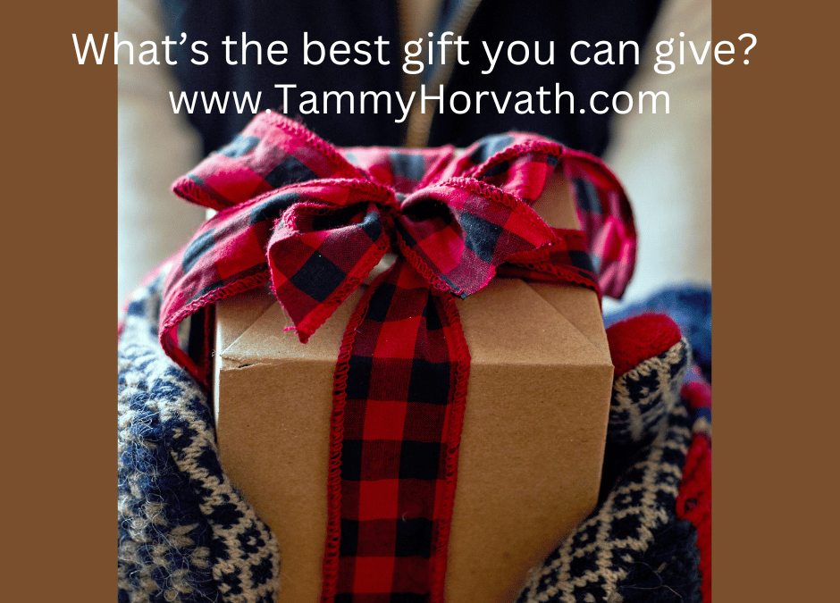 Present with a bow for Tammy Horvath’s blog post: what’s the best gift you can give