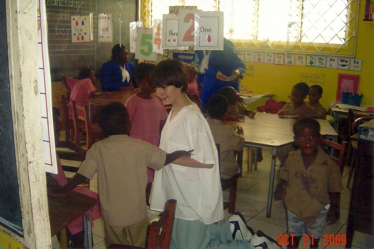 Luke Yuzwa at Blossom Garden Orphanage on a mission trip in Jamaica