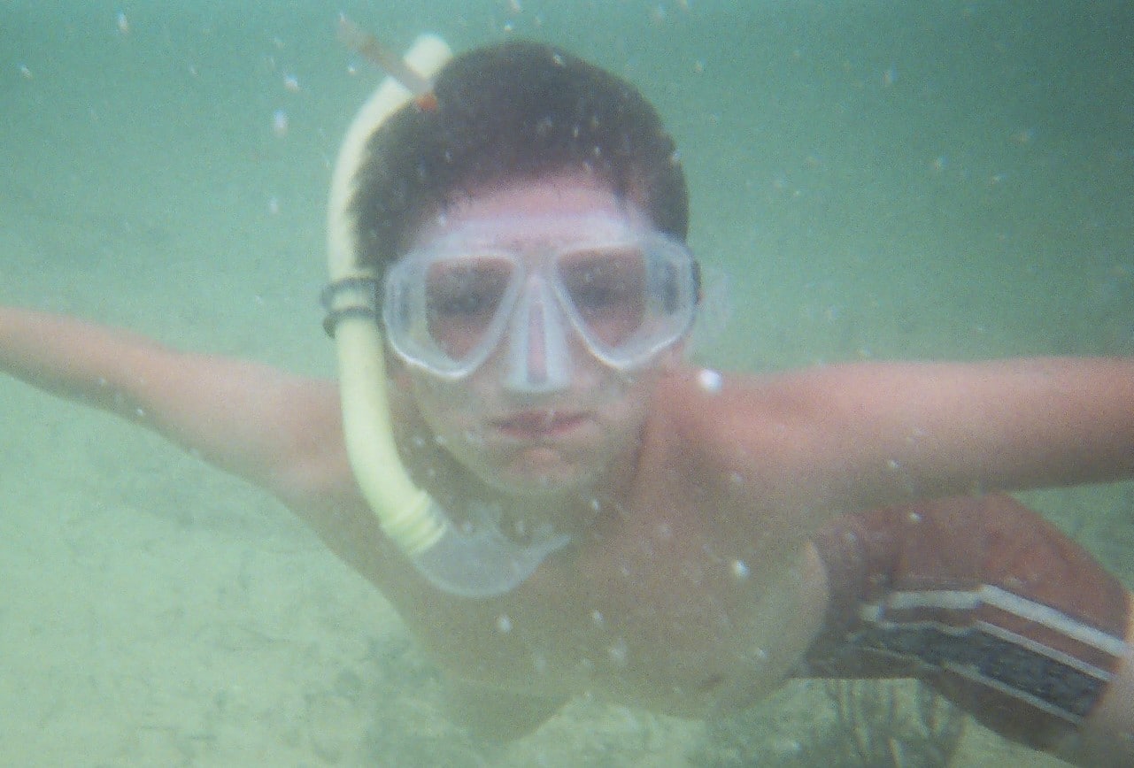 Luke Yuzwa snorkeling in Freeport, Bahamas