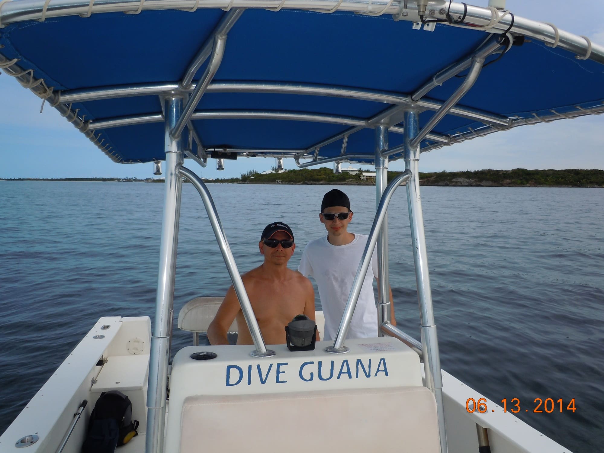 Mike Horvath and Luke Yuzwa on rental boat in Great Guana Cay, Bahamas Mike Horvath and Luke Yuzwa on rental boat in Great Guana Cay, Bahamas