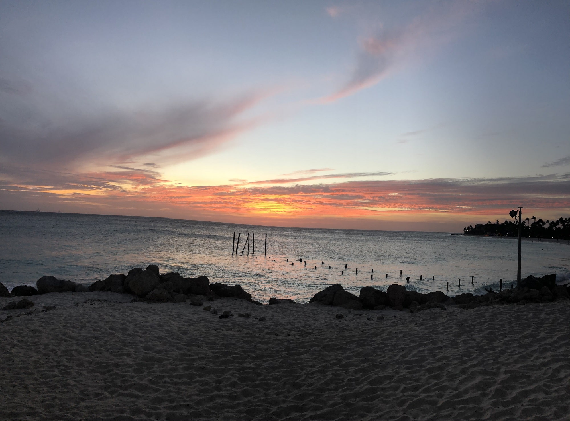 Sunset in Aruba on Druif Beach