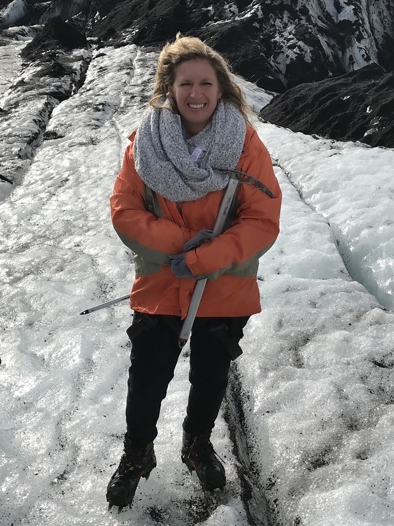 Tammy Horvath on top of Sólheimajökull Glacier Tammy Horvath on top of Sólheimajökull Glacier