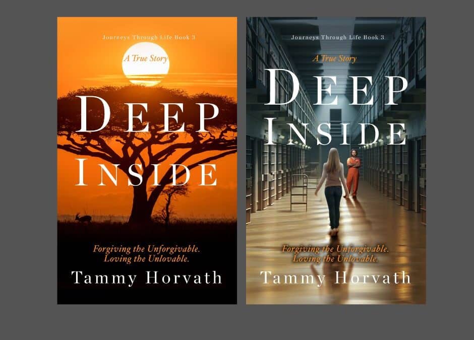 Picture of Sunset and tree and picture of inside a prison for Why Was It Necessary to Change My Book’s Beautiful Serengeti Sunset Cover by Tammy Horvath